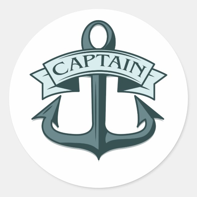 Adesivo Redondo Sinalizador Capitão Navio Anchor Wooden Box (Frente)