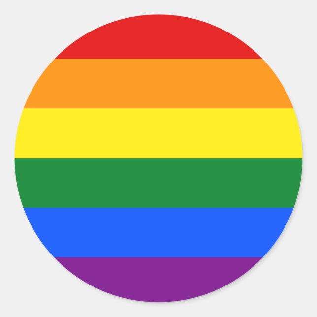 Adesivo Redondo Sinalizador Clássico LGBTQ Orgulho gay Rainbow (Frente)