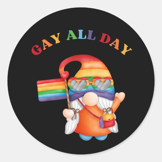 Adesivo Redondo Sinalizador Colorido do gay All Day (Frente)