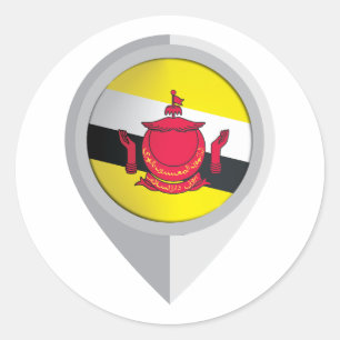 Adesivo Redondo Sinalizador de Localização do Pin Brunei