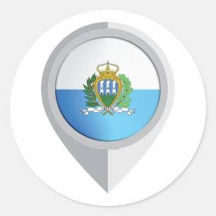 Adesivo Redondo Sinalizador de Localização do Pin de São Marino