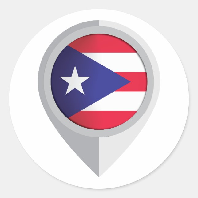 Adesivo Redondo Sinalizador de Localização do Pin Porto Rico (Frente)
