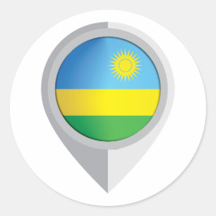 Adesivo Redondo Sinalizador de Localização do Pin Ruanda