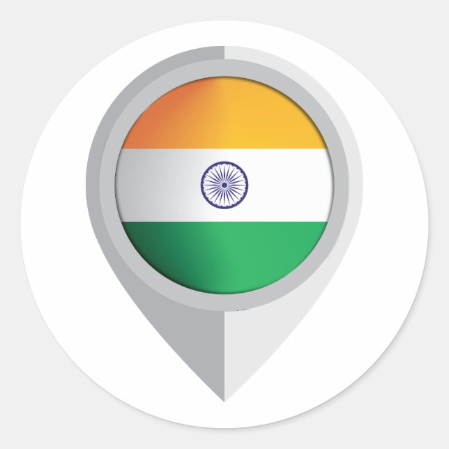 Adesivo Redondo Sinalizador de Localização do Pino da Índia (Frente)