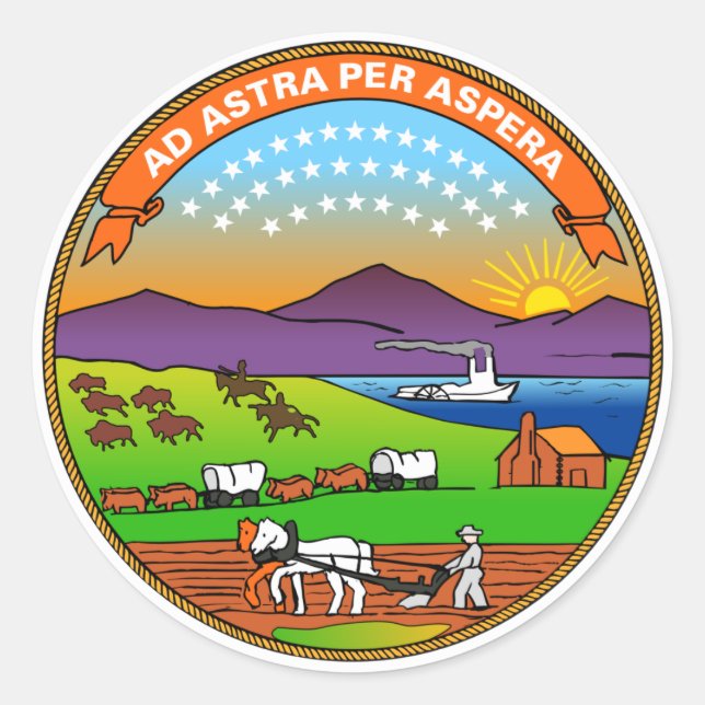 Adesivo Redondo Sinalizador do Estado do Kansas (Frente)