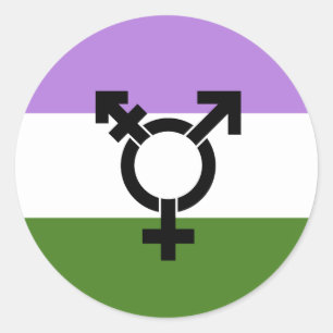 Adesivo Redondo Sinalizador do Orgulho do Genderqueer