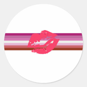 Adesivo Redondo Sinalizador do Orgulho Lésbico Lipstick