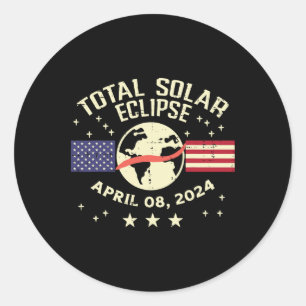 Adesivo Redondo Sinalizador Dos Eua Eclipse Solar 2024 Totalidade