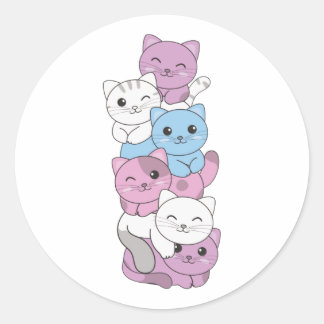 Adesivo Redondo Sinalizador Intersexual Orgulho Gama Lgbtq Gato Cl