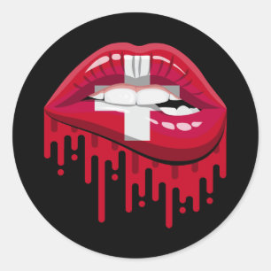 Adesivo Redondo sinalizador raiz do orgulho de lábios de suiça