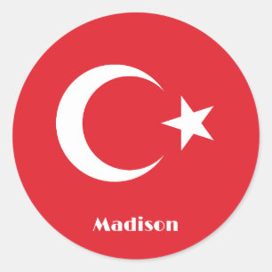 Adesivo Redondo Sinalizador Turquia de Nome Personalizado
