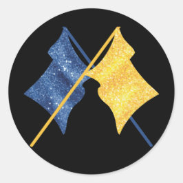 Adesivo Redondo Sinalizadores azuis e Dourados