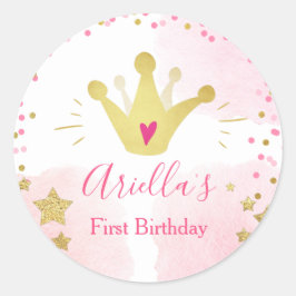 Adesivo Redondo Sinalizadores de Favor do Partido Princesa, Cor-de