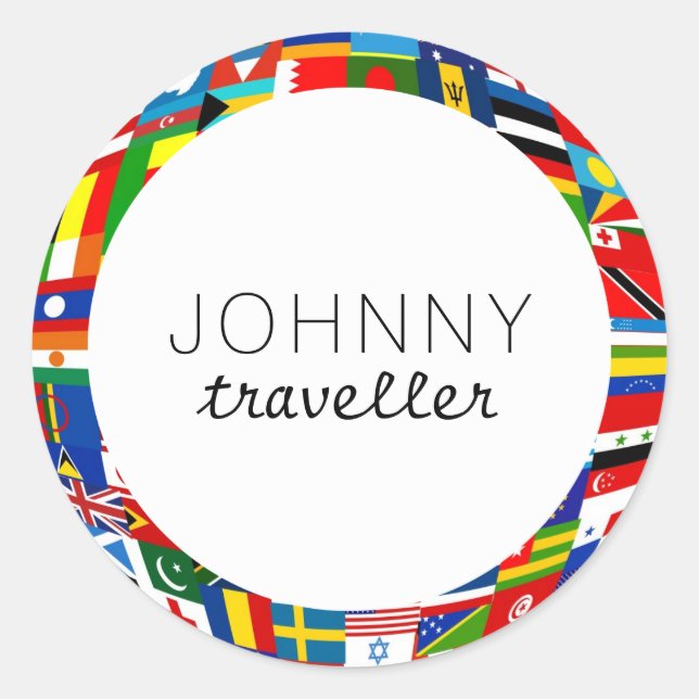 Adesivo Redondo Sinalizadores de mundo personalizados (Frente)