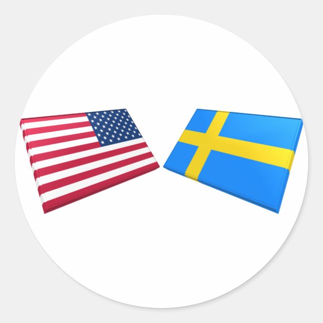 Adesivo Redondo Sinalizadores de Suecia e EUA (Frente)