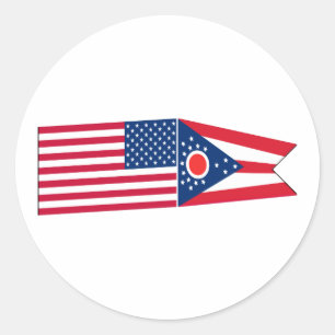 Adesivo Redondo Sinalizadores dos Estados Unidos e Ohio