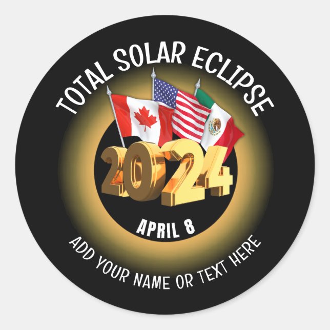 Adesivo Redondo Sinalizadores ECLIPSE SOLAR TOTAL 2024 personaliza (Frente)