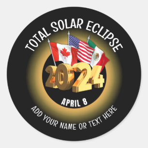 Adesivo Redondo Sinalizadores ECLIPSE SOLAR TOTAL 2024 personaliza