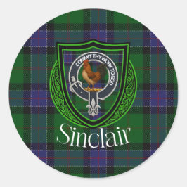 Adesivo Redondo Sinclair Scottish Clan Tartan & Crest