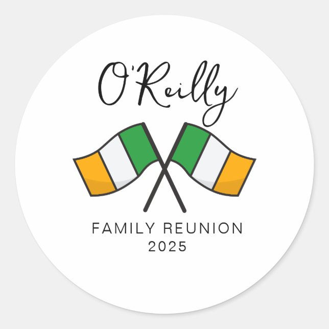 Adesivo Redondo Sindicato da Família de Sinalizador da Irlanda (Frente)