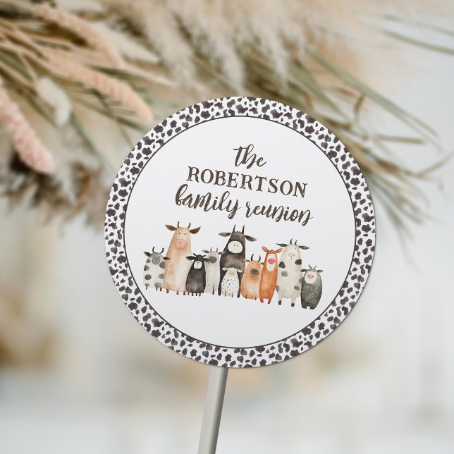 Adesivo Redondo Sindicato Funny Cow Impressão Country (Criador carregado)