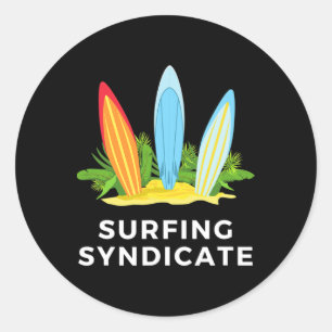 Adesivo Redondo Síndico de Surfistas Surfistas Verão Prancha de Su