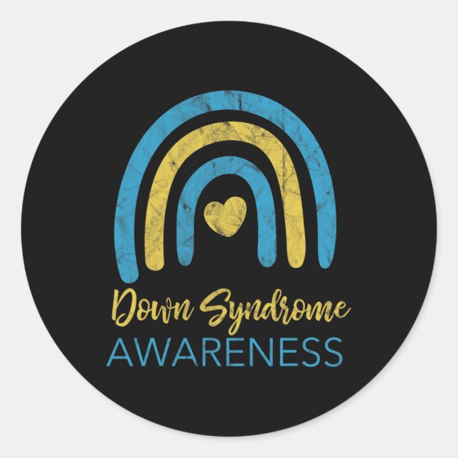 Adesivo Redondo Sindroma de Atenção para Baixo Mês Retroativo Arco (Frente)