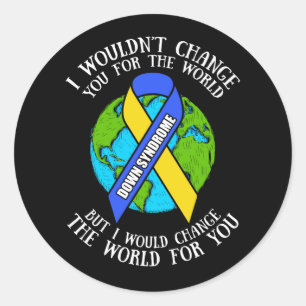 Adesivo Redondo Sindroma para baixo Consciência Eu mudaria o mundo