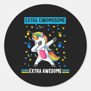 Adesivo Redondo Sindroma Unicorn Down reconhecimento de cromossoma