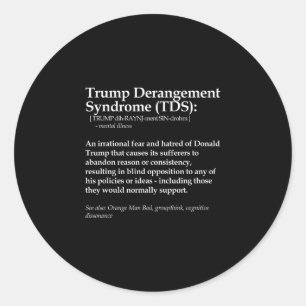 Adesivo Redondo Síndrome de Derangement Trump Divertida Definição