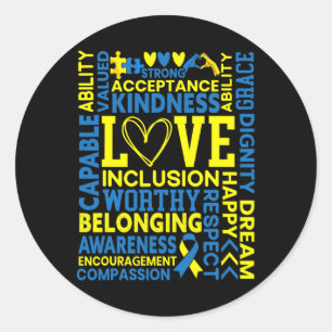 Adesivo Redondo Síndrome de Down Consciência Extra Cromossoma Tris