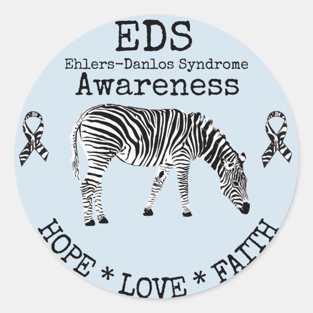Adesivo Redondo Síndrome de Zebra Azul-Ehlers-Danlos-EDS Sticker (Frente)