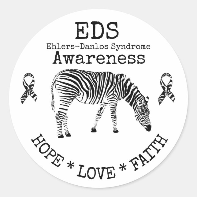 Adesivo Redondo Síndrome de Zebra Ehlers-Danlos - EDS Sticker (Frente)