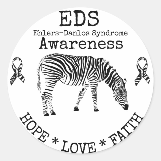 Adesivo Redondo Síndrome de Zebra Ehlers-Danlos - EDS Sticker (Frente)