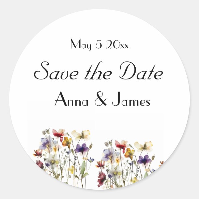 Adesivo Redondo Sinfonia de flor selvagem: Arte de Aquarela Vibran (Frente)