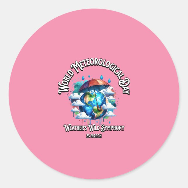 Adesivo Redondo Sinfonia Selvagem. Dia Mundial da Meteorologia. (Frente)