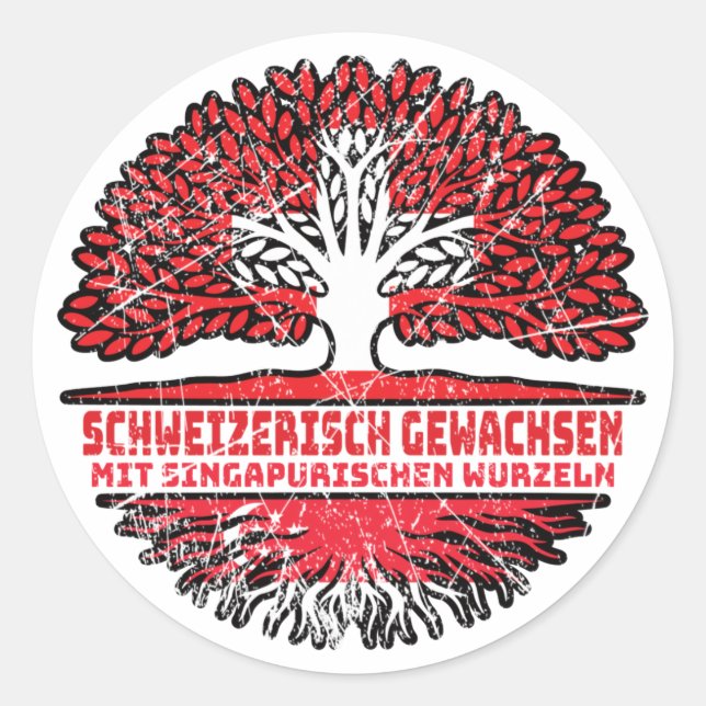Adesivo Redondo Singapur Singapurisch Schweizer Schweiz Baum (Frente)