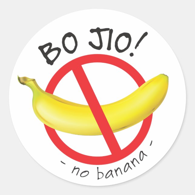 Adesivo Redondo Singapura - Bo Jio - Sem Convite, Sem Banana (Frente)
