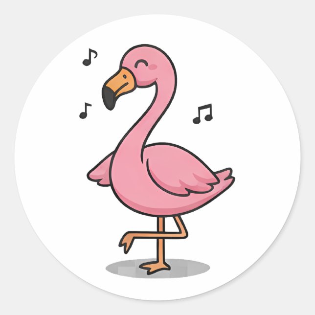 Adesivo Redondo Singing Flamingo (Frente)