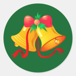 Adesivo Redondo Sinos de Natal com Arco Vermelho