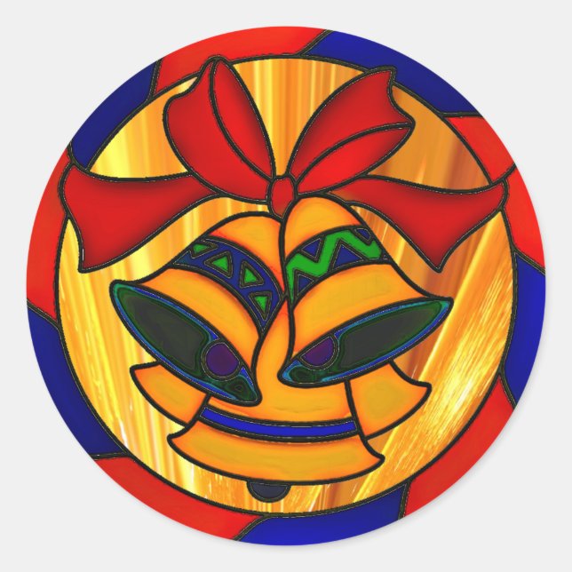 Adesivo Redondo Sinos de Natal e fita (Frente)