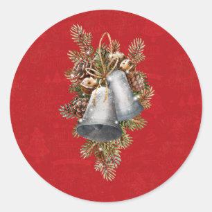 Adesivo Redondo sinos de Natal Prata