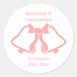 Adesivo Redondo Sinos E Fitas De Vinhetas De Casamento Rosa