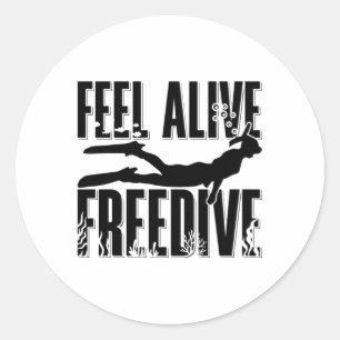 Adesivo Redondo Sinta-Se Vivo, Freedive Apnoe Freediver, Liberdade