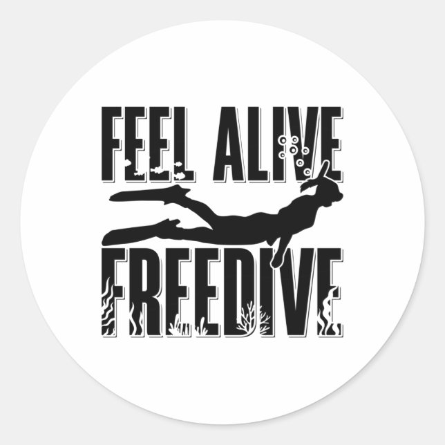 Adesivo Redondo Sinta-Se Vivo, Freedive Apnoe Freediver, Liberdade (Frente)