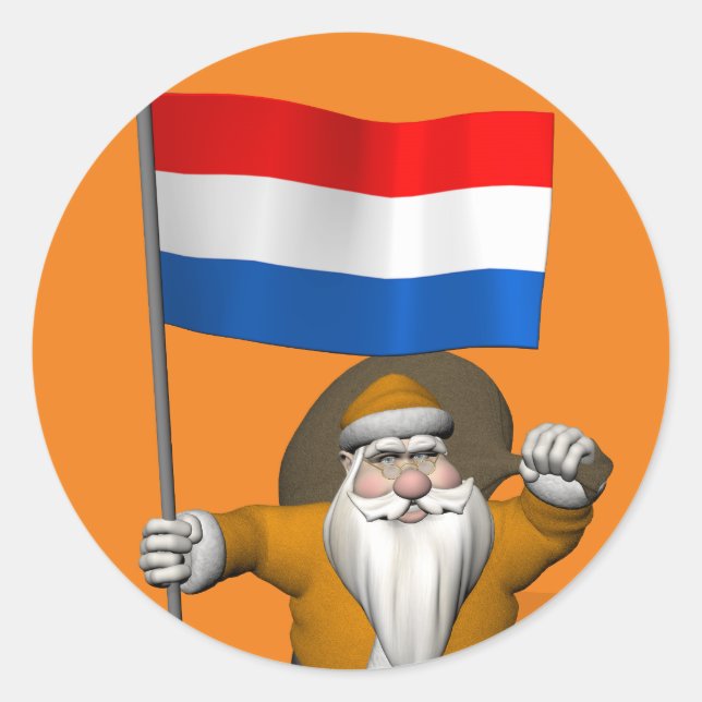 Adesivo Redondo Sinterklaas Com Sinal Dos Países Baixos (Frente)