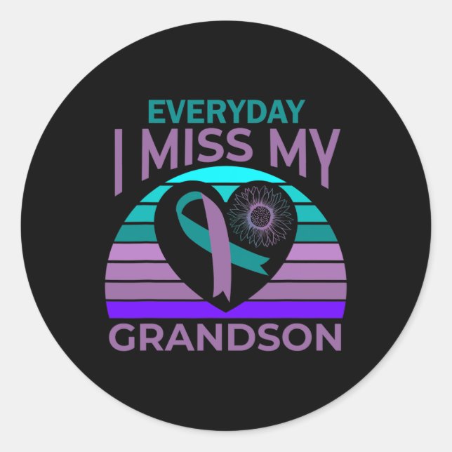 Adesivo Redondo Sinto Falta Do Meu Avô, Cardíaco, Sensibilização P (Frente)