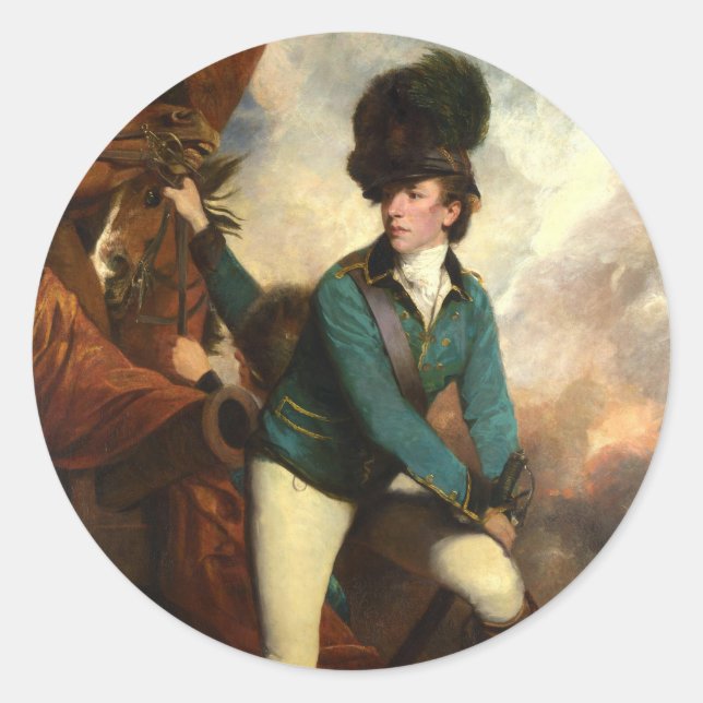 Adesivo Redondo Sir Banastre Tarleton por Joshua Reynolds (Frente)