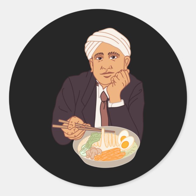 Adesivo Redondo Sir Raman Ramens Sticker (Frente)