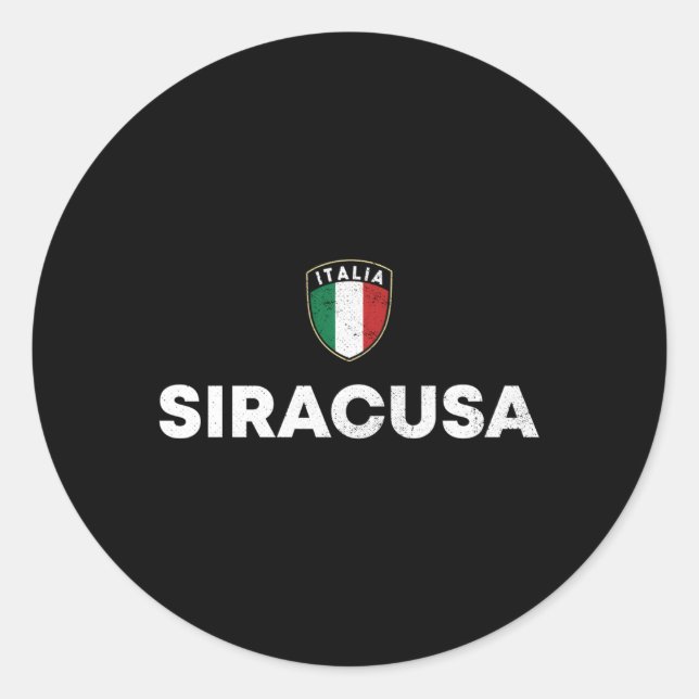 Adesivo Redondo Siracusa Syracuse Italia Flag Shield Sicilian Root (Frente)